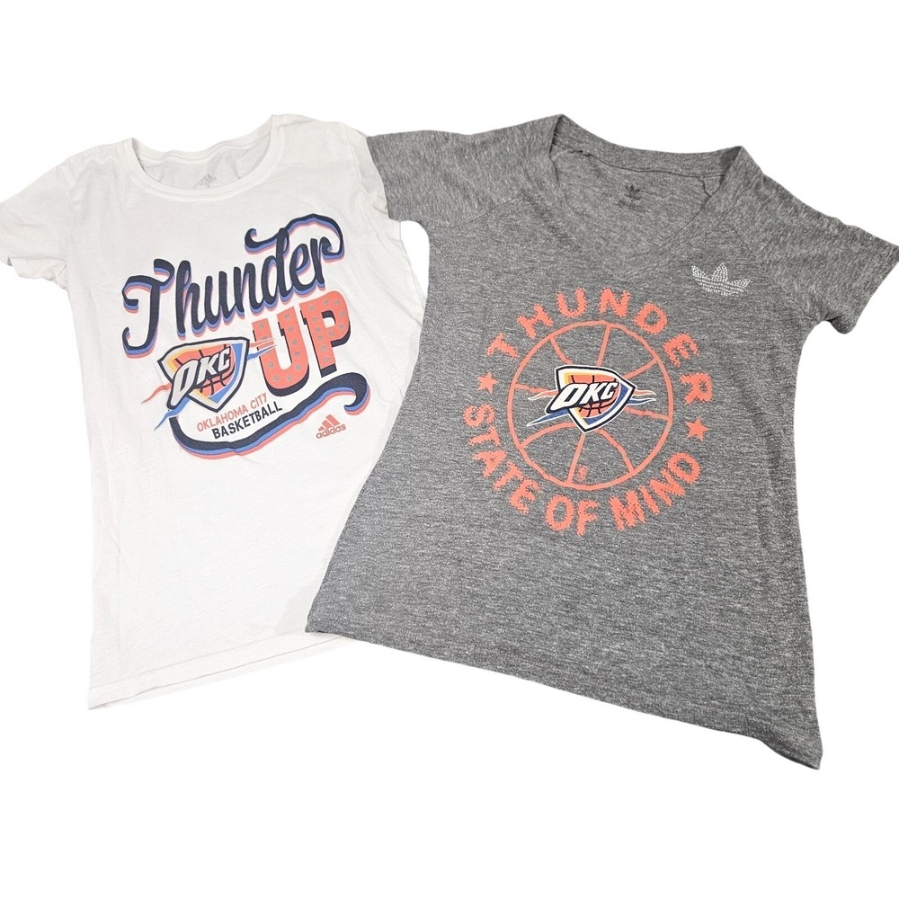 Oklahoma City Thunder Tshirt Bundle Womens‎ Small White Gray Adidas NBA Fan Gear